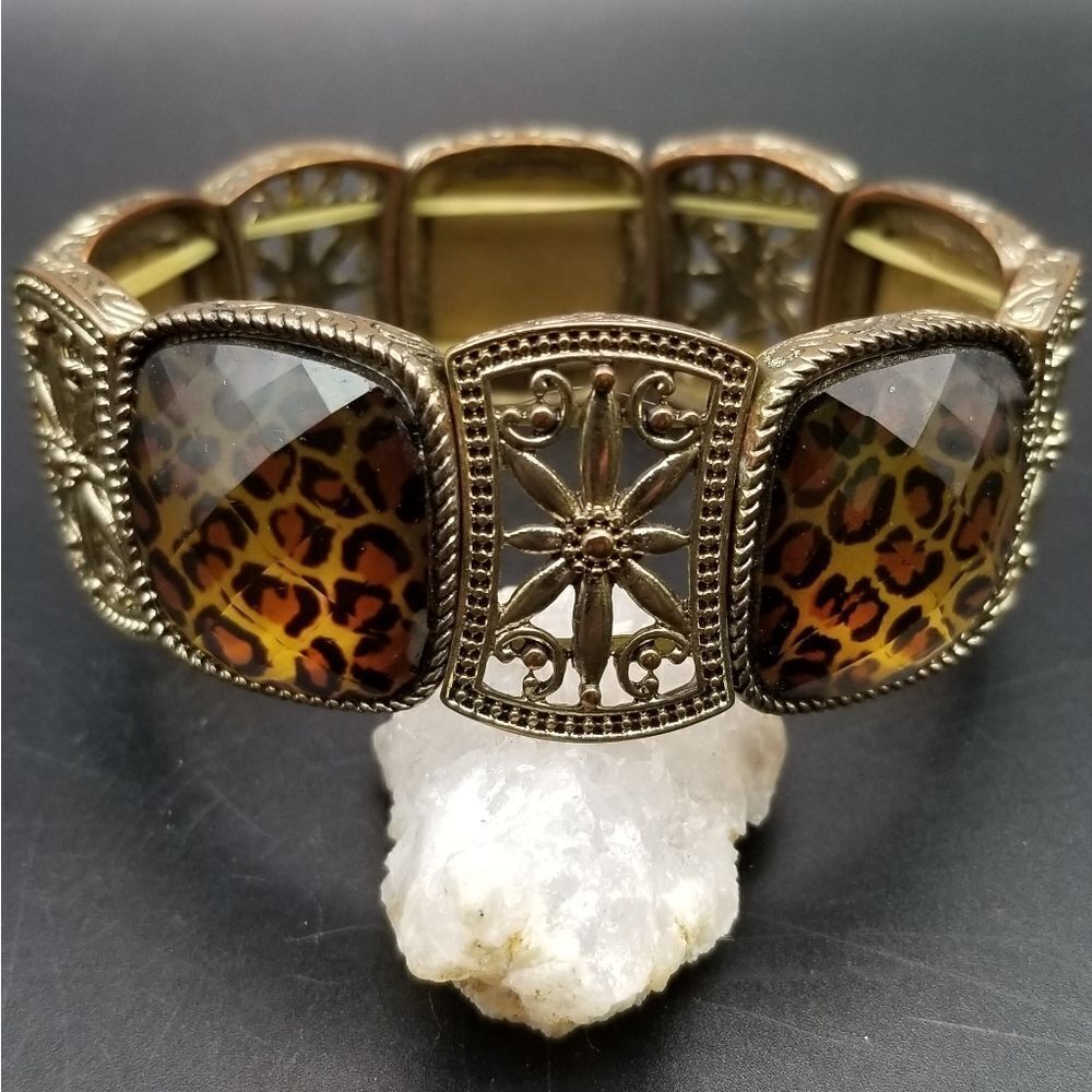 Leopard cheetah glitzy southern bracelet B238